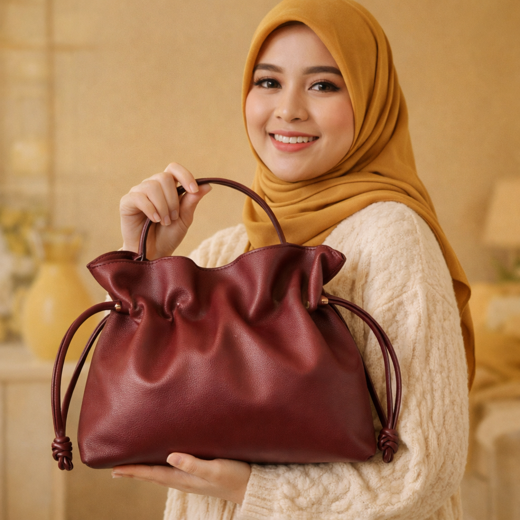 HANDBAG COW LEATHER – CODE MAROON